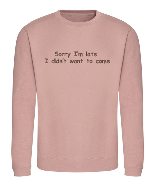 Sweatshirt - Sorry I'm late I didn't want to come