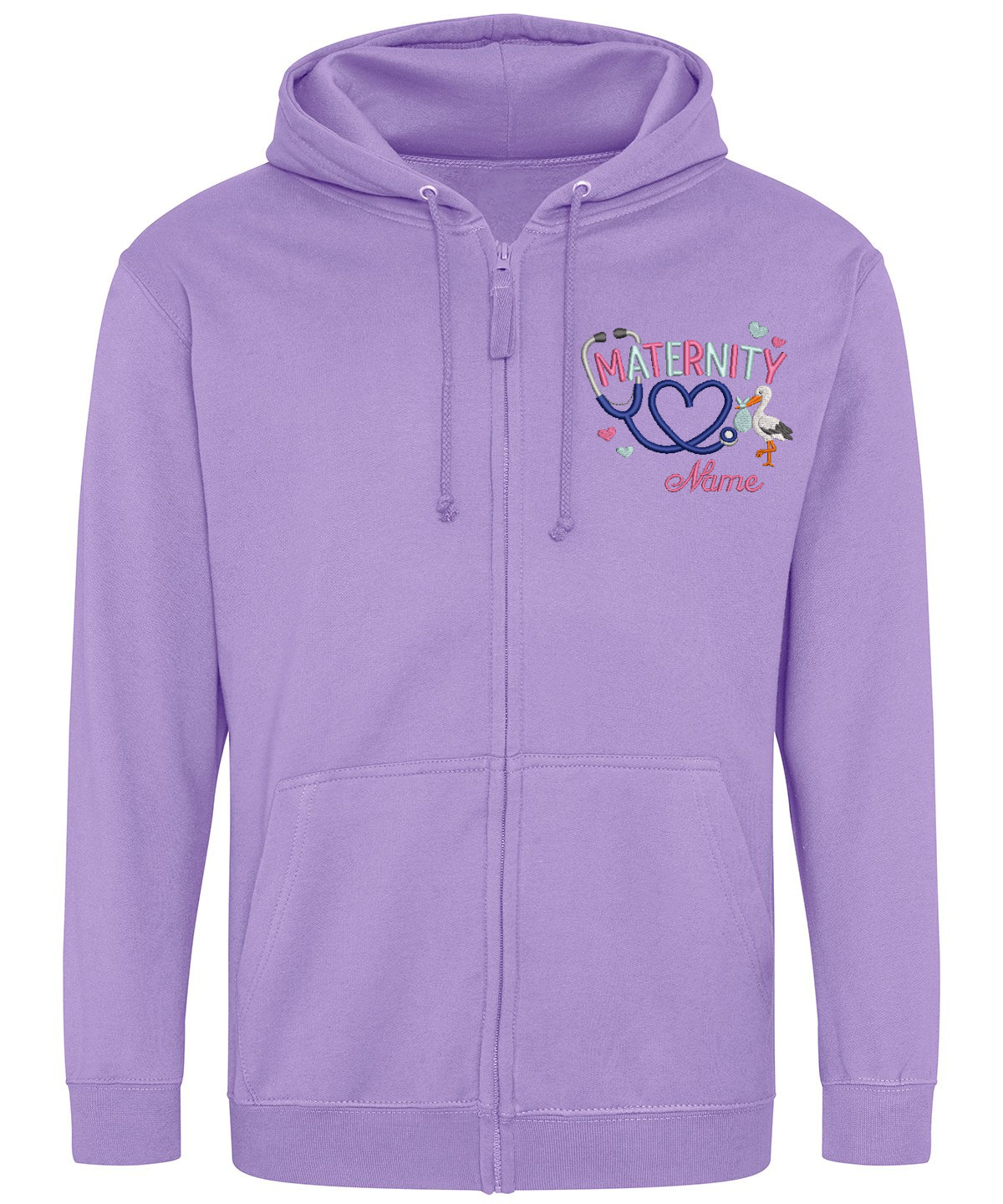 Zip Up Hoodie (Zoodie) - Maternity & Stork - With Your Name