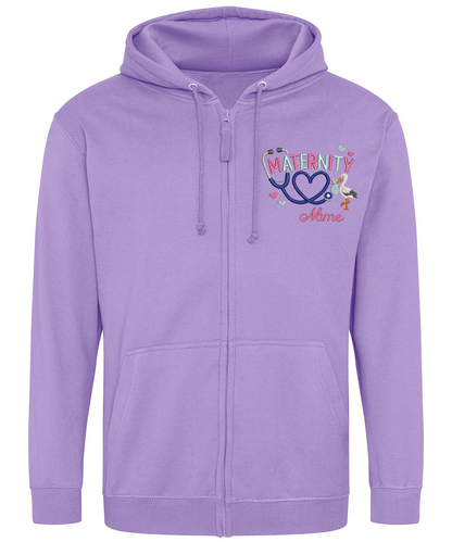 Zip Up Hoodie (Zoodie) - Maternity & Stork - With Your Name
