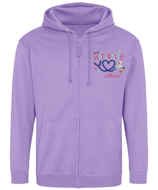 Zip Up Hoodie (Zoodie) - Maternity & Stork - With Your Name