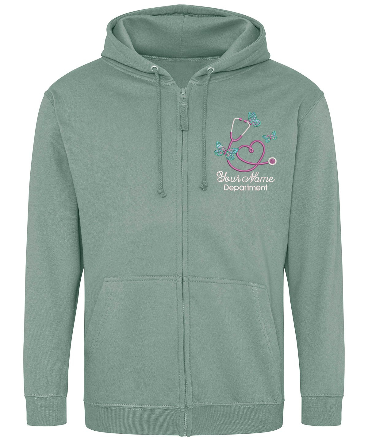 Zip Up Hoodie (Zoodie) -  Butterflies - With Your Name & Department