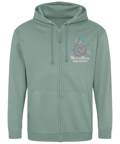 Zip Up Hoodie (Zoodie) -  Butterflies - With Your Name & Department